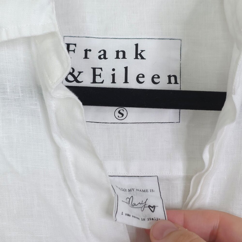Frank & Eileen Mary Linen Mini Dress White Classic Italian Shirtdress Size S - Picture 4 of 9